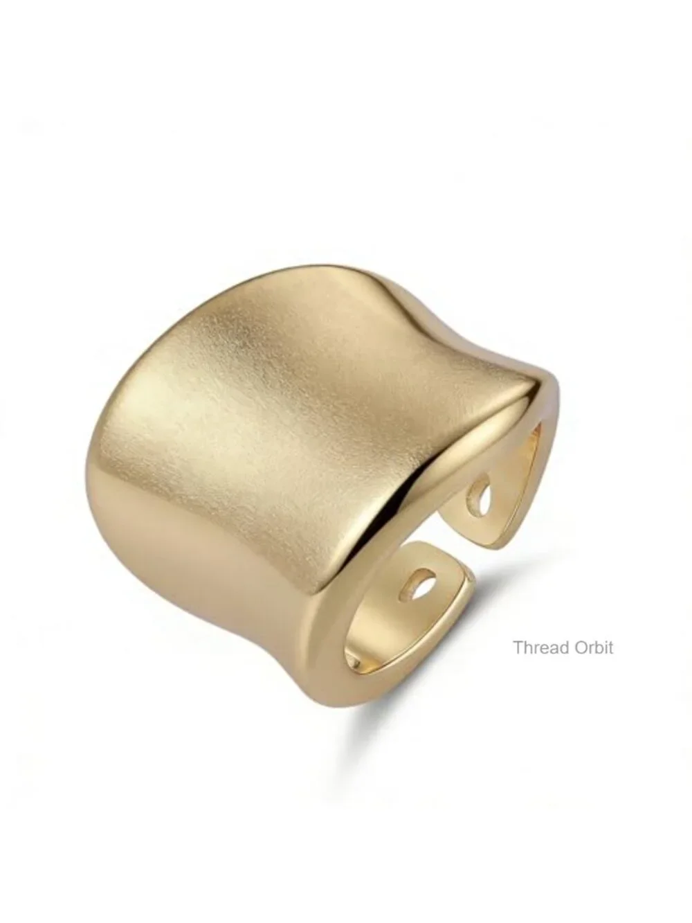 18K Gold Plated Open Band Ring Statement Ring Stackable Brass Ring